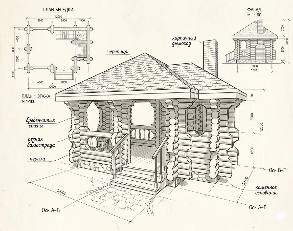Деревянные беседки под ключ в Рязани