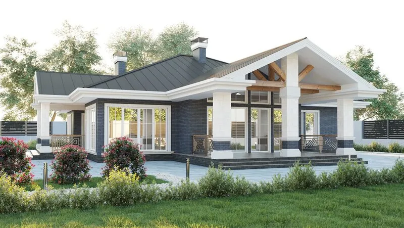 Стены - керамический блок и облицовочный кирпич